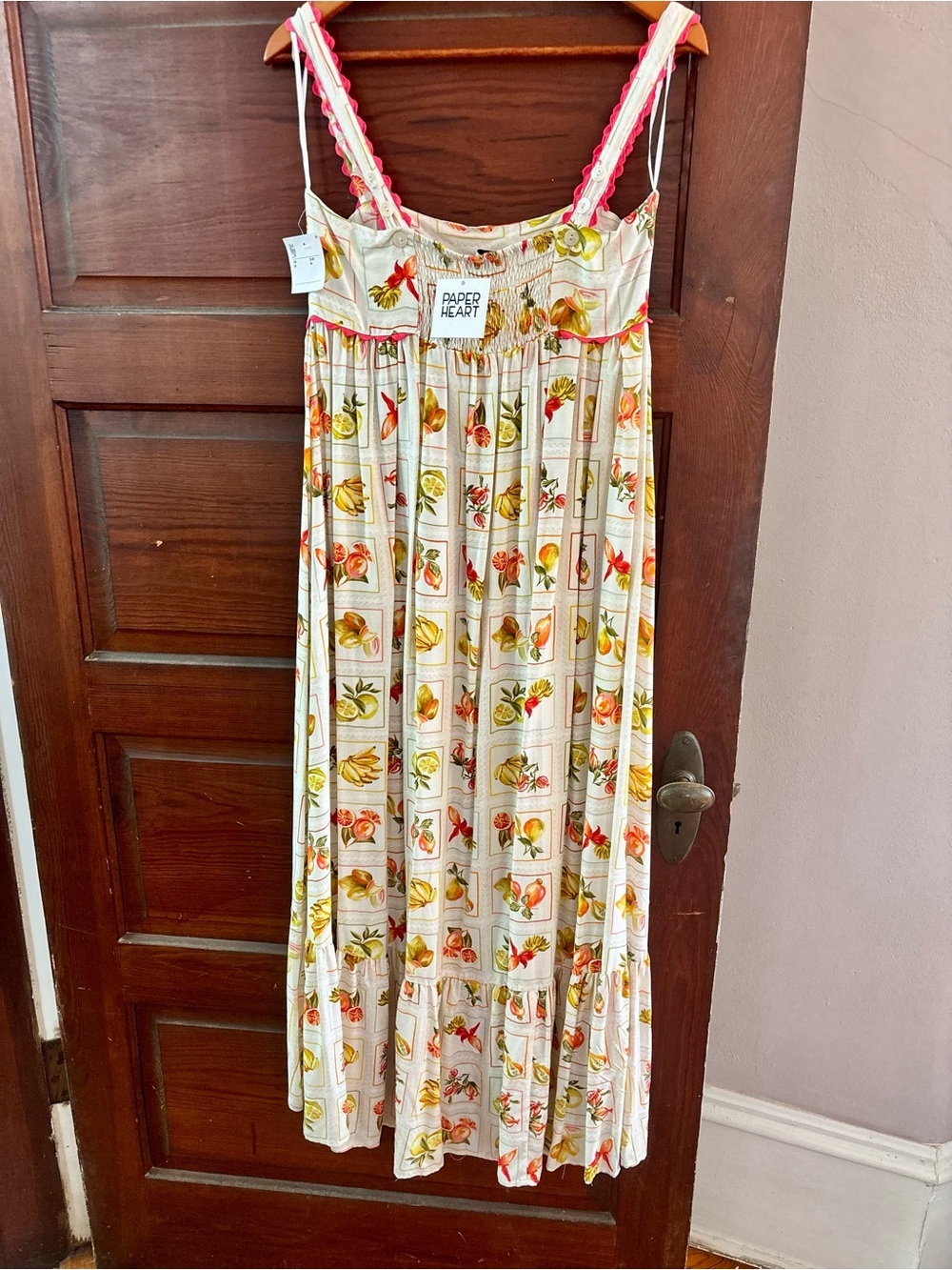 NWT Anthropologie Paper Hearts Dahlar Fruit Pattern Sleeveless Maxi Dress - Picture 10 of 11